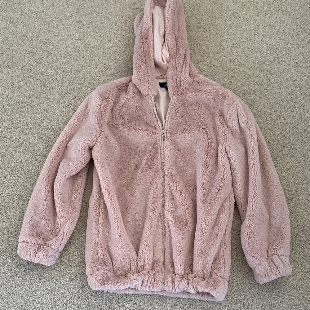 Pink Fuzzy Hooded Jacket
